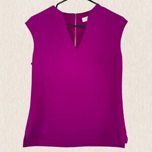Ted Baker Fuchsia‎ Sleeveless V-Neck Top Sz 2 US Small Office Siren Workwear